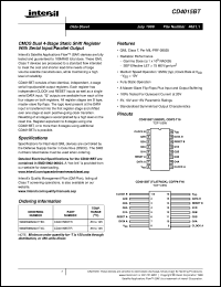 CD4015BT datasheet: CMOS Dual 4-Stage Static Shift Register With Serial Input/Parallel Output CD4015BT