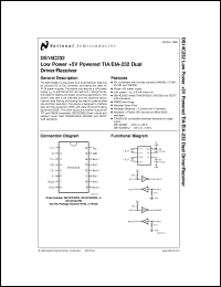 DS14C232CMX datasheet: Low Power +5V Powered TIA/EIA-232 Dual Driver/Receiver DS14C232CMX