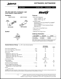 HUF76423D3S datasheet: 20A, 60V, 0.037 Ohm, N-Channel, Logic Level UltraFET Power MOSFET HUF76423D3S