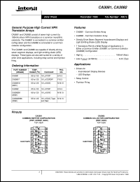 CA3082 datasheet: General Purpose High Current NPN Transistor Arrays CA3082