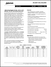 ICL3223 datasheet: 1 Microamp Supply-Current, +3V to +5.5V, 250kbps, RS-232 Transmitters/Receivers ICL3223