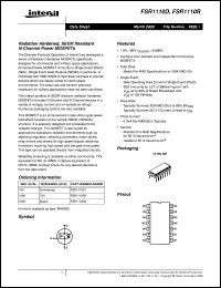 FSR1110D datasheet: Radiation Hardened, SEGR Resistant N-Channel Power MOSFETs FSR1110D