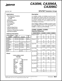 CA3096A datasheet: NPN/PNP Transistor Arrays CA3096A