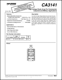 CA3141 datasheet: High-Voltage Diode Array For Commercial, Industrial and Military Applications CA3141