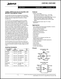 CA3140 datasheet: 4.5MHz, BiMOS Operational Amplifier with MOSFET Input/Bipolar Output FN957.4 CA3140