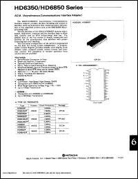 HD6350P datasheet: CMOS ACIA (asyncronous communication interface adapter) with 1.0 MHz clock frequency HD6350P