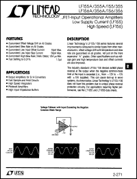 LF156 datasheet: JFET-Input Operational Amplifiers Low Supply Current High Speed LF156