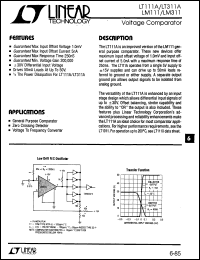 LM111A datasheet: Voltage Comparator LM111A