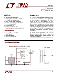 LT1027 datasheet: Precision  5 Volt Reference LT1027