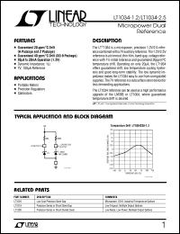 LT1034-2.5 datasheet: Micropower Dual Reference LT1034-2.5