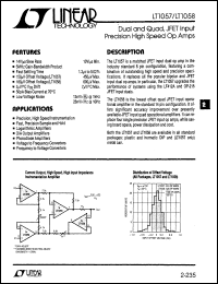 LT1058 datasheet: Dual and Quad, JFET Input Precision High Speed Op Amps LT1058