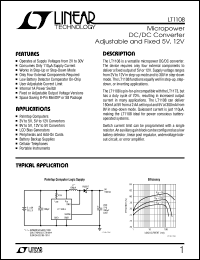 LT1108 datasheet: Micropower DC/DC Converter Adjustable and Fixed 5V, 12V LT1108