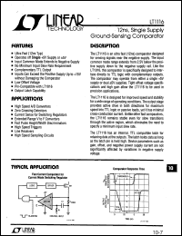 LT1116 datasheet: 12ns, Single Supply Ground-Sensing Comparator LT1116