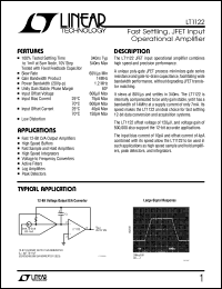 LT1122 datasheet: Fast Settling, JFET Input Operational Amplifier LT1122