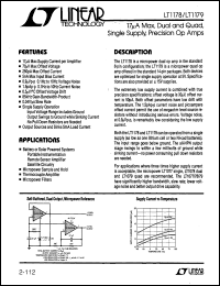 LT1178 datasheet: 17A Max, Dual and Quad, Single Supply, Precision Op Amps LT1178