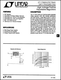 LT117AHV datasheet: High Voltage Positive Adjustable Regulators LT117AHV