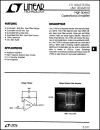 LT118A datasheet: High Speed Operational Amplifier LT118A