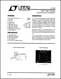 LT1192 datasheet: Ultra High Speed Operational Amplifier LT1192