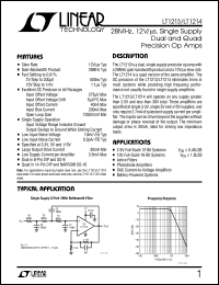 LT1213 datasheet: 28MHz, 12V/s, Single Supply Dual and Quad Precision Op Amps LT1213