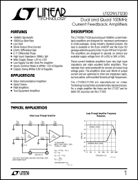 LT1230 datasheet: Dual and Quad 100MHz Current Feedback Amplifiers LT1230