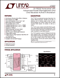 LT1237 datasheet: 5V RS232 Transceiver with  Advanced Power Management and  One Receiver Active in Shutdown LT1237