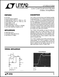 LT1254 datasheet: Low Cost Dual and Quad Video Amplifiers LT1254