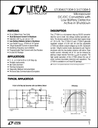 LT1304-3.3 datasheet: MicropowerDC/DC Converters with Low-Battery DetectorActive in Shutdown LT1304-3.3