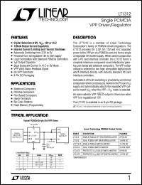 LT1312 datasheet: Single PCMCIA VPP Driver/Regulator LT1312
