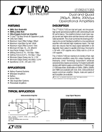 LT1353 datasheet: Dual and Quad  250A, 3MHz, 200V/s  Operational Amplifier LT1353