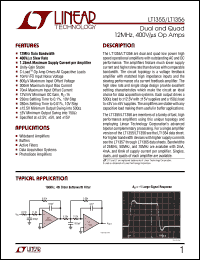 LT1355 datasheet: Dual and Quad 12MHz, 400V/s Op Amps LT1355