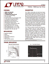 LT1363 datasheet: 70MHz, 1000V/s Op Amp LT1363