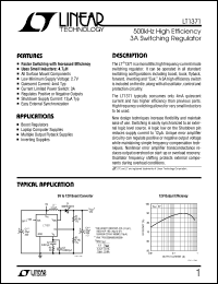 LT1371 datasheet: 500kHz High Efficiency  3A Switching Regulator LT1371