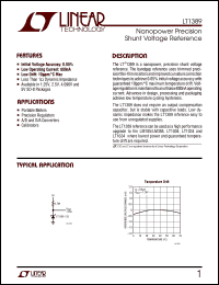 LT1389 datasheet: Nanopower Precision Shunt Voltage Reference LT1389