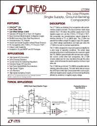 LT1394 datasheet: 7ns, Low Power, Single Supply, Ground-Sensing Comparator LT1394