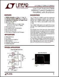 LT1399HV datasheet: Low Cost Dual and Triple 300MHz Current Feedback Amplifiers with Shutdown LT1399HV