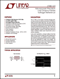 LT1461-2.5 datasheet: Micropower Precision Low Dropout Series Voltage Reference LT1461-2.5