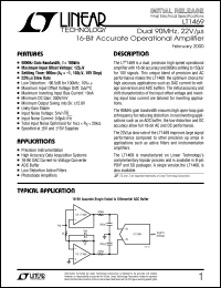 LT1469 datasheet: Dual 90MHz, 22V/s 16-Bit Accurate Operational Amplifier LT1469