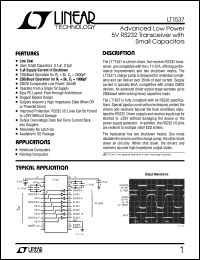 LT1537 datasheet: Advanced Low Power 5V RS232 Transceiver with Small Capacitors LT1537