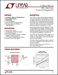 LT1581 datasheet: 10A, Very Low  Dropout Regulator LT1581