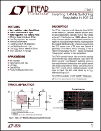 LT1611 datasheet: Inverting 1.4MHz Switching Regulator in 5-Lead SOT-23 LT1611