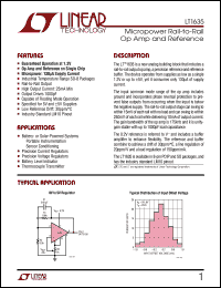 LT1635 datasheet: Micropower Rail-to-Rail  Op Amp and Reference LT1635