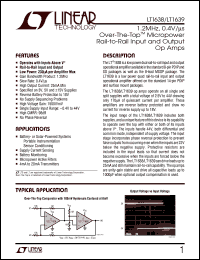 LT1639 datasheet: 1.2MHz, 0.4V/s Over-The-Top Micropower Rail-to-Rail Input and Output Op Amps LT1639