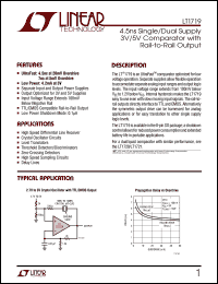 LT1719 datasheet: 4.5ns Single/Dual Supply 3V/5V Comparator with Rail-to-Rail Output LT1719