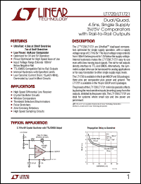 LT1720 datasheet: Dual/Quad, 4.5ns, Single Supply 3V/5V Comparators  with Rail-to-Rail Outputs LT1720
