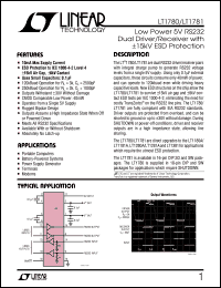 LT1781 datasheet: Low Power 5V RS232  Dual Driver/Receiver with  15kV ESD Protection LT1781