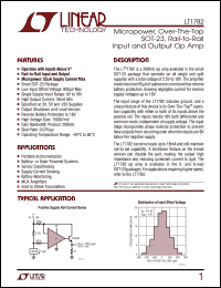 LT1782 datasheet: Micropower, Over-The-Top SOT-23, Rail-to-Rail Input and Output Op Amp LT1782
