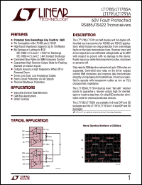 LT1791A datasheet: 60V Fault Protected RS485/RS422 Transceivers LT1791A
