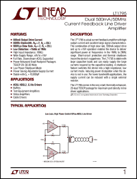 LT1795 datasheet: Dual 500mA/50MHz Current Feedback Amplifier LT1795