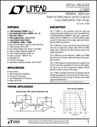 LT1809 datasheet: 180MHz, 350V/s Rail-to-Rail Input and Output Low Distortion Op Amp LT1809