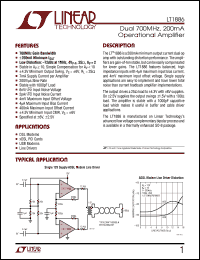 LT1886 datasheet: Dual 700MHz,200mA  Operational Amplifier LT1886